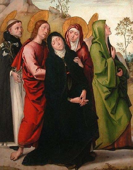 Juan de Borgona The Virgin, Saint John the Evangelist, two female saints and Saint Dominic de Guzman. China oil painting art